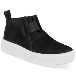 Eileen Fisher Greta Platform High Top Sneaker Slip On Booties Black Leather New